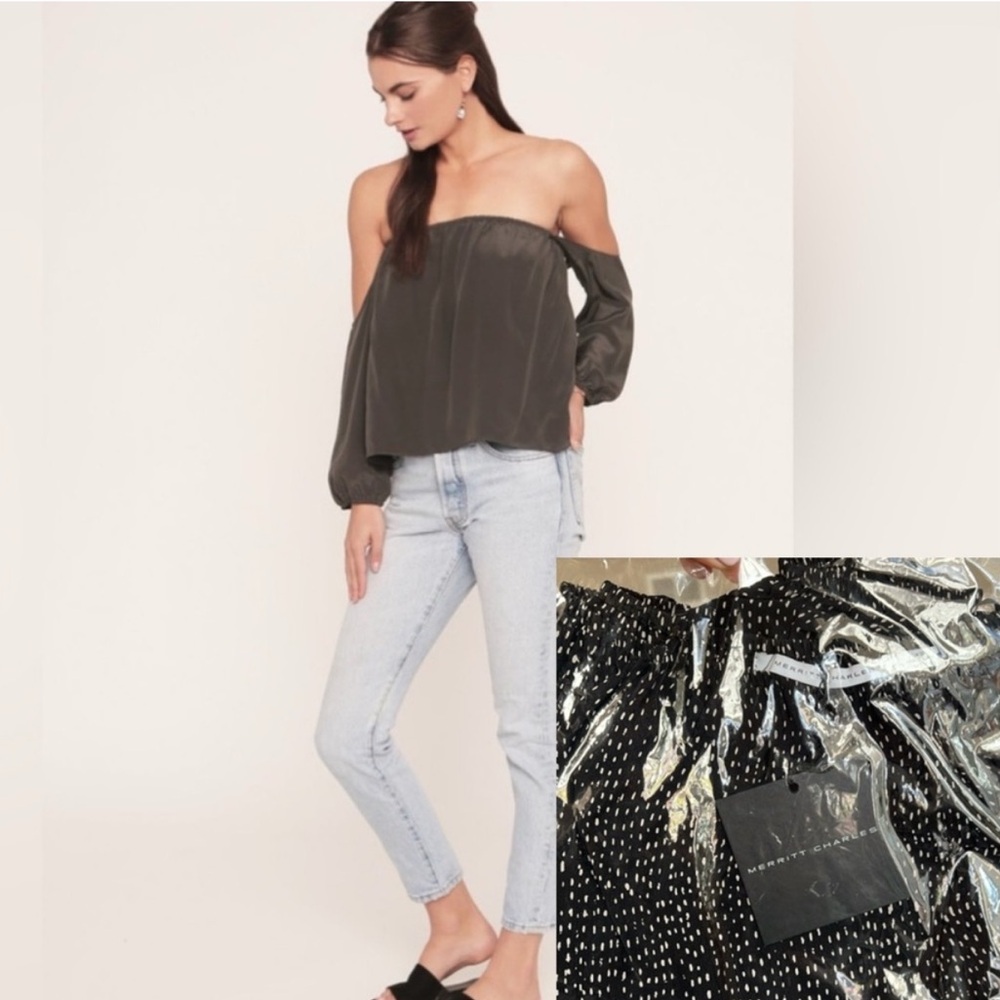 Dunn Blouse | Speckled Black and White Off-Shoulder Top